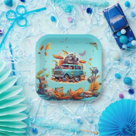 Retro Road Trip Pappteller (Party)