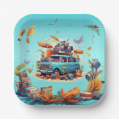 Retro Road Trip Pappteller (Vorderseite)