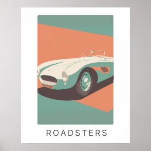 Retro-Roadster in Pastellfarben   Transport Poster