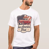 Retro Roadtrip USA 4. Juli Patriotic T-Shirt (Vorderseite)
