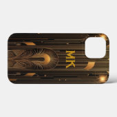 Retro Roaring 20's Art Deco Black Gold Monogram Case-Mate iPhone Hülle (Rückseite (Horizontal))