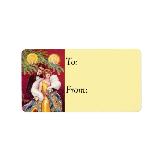 Retro Roaring 20s Weihnachtsgeschenk-Tag Adressaufkleber (Vorne)