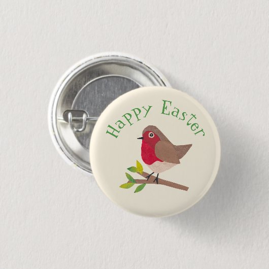 Retro Robin Happy Oaster Niedlicher Personalisiert Button (Vorne & Hinten)