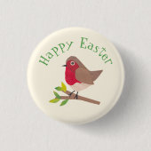 Retro Robin Happy Oaster Niedlicher Personalisiert Button (Vorderseite)