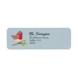 Retro Robin Vintage Dusty Blue Return Address