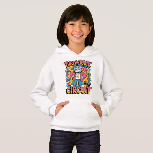 Retro Robot 90er-Jahre Hip Hop Design - Fun Cartoo Hoodie (Vorne ganz)