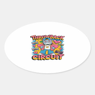 Retro Robot 90er-Jahre Hip Hop Design - Fun Cartoo Ovaler Aufkleber