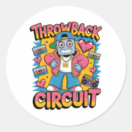 Retro Robot 90er-Jahre Hip Hop Design - Fun Cartoo Runder Aufkleber