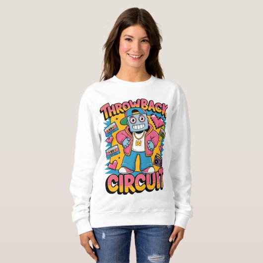 Retro Robot 90er-Jahre Hip Hop Design - Fun Cartoo Sweatshirt (Vorne ganz)