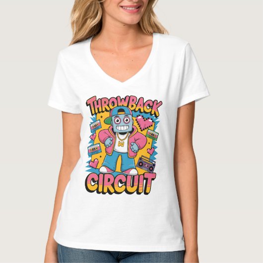 Retro Robot 90er-Jahre Hip Hop Design - Fun Cartoo T-Shirt (Vorderseite)