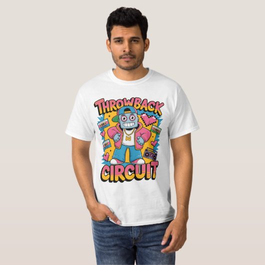 Retro Robot 90er-Jahre Hip Hop Design - Fun Cartoo T-Shirt (Vorne ganz)