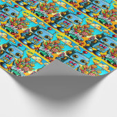 Retro Robot Birthday Boy anpassbar Geschenkpapier (Ecke)