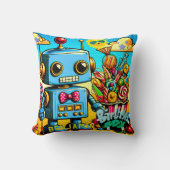 Retro Robot Birthday Boy anpassbar Kissen (Vorderseite)