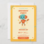 Retro Robot Birthday Einladung (Vorderseite)