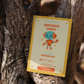 Retro Robot Birthday Einladung