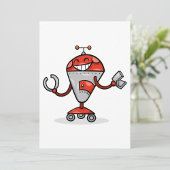 Retro Robot Cartoon Fun Red und Silver AI Bot Einladung