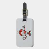 Retro Robot Cartoon Fun Red und Silver AI Bot Gepäckanhänger (Vorderseite vertikal)