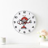 Retro Robot Cartoon Fun Red und Silver AI Bot Große Wanduhr