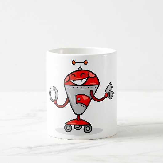 Retro Robot Cartoon Fun Red und Silver AI Bot Kaffeetasse