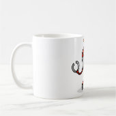 Retro Robot Cartoon Fun Red und Silver AI Bot Kaffeetasse (Links)