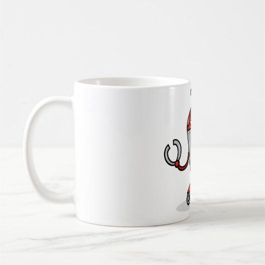 Retro Robot Cartoon Fun Red und Silver AI Bot Kaffeetasse (Links)