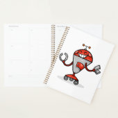 Retro Robot Cartoon Fun Red und Silver AI Bot Planer (Anzeige)