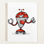 Retro Robot Cartoon Fun Red und Silver AI Bot Planer (Vorderseite)