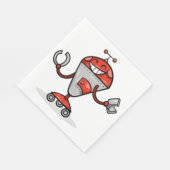 Retro Robot Cartoon Fun Red und Silver AI Bot Serviette (Ecke)