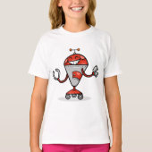 Retro Robot Cartoon Fun Red und Silver AI Bot T-Shirt (Vorderseite)