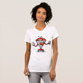 Retro Robot Cartoon Fun Red und Silver AI Bot T-Shirt (Vorne ganz)