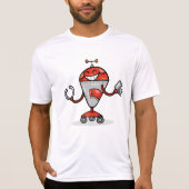 Retro Robot Cartoon Fun Red und Silver AI Bot T-Shirt (Vorderseite)