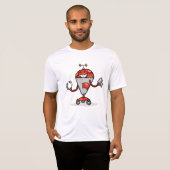 Retro Robot Cartoon Fun Red und Silver AI Bot T-Shirt (Vorne ganz)