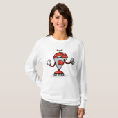 Retro Robot Cartoon Fun Red und Silver AI Bot T-Shirt (Vorne ganz)