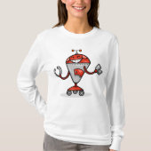 Retro Robot Cartoon Fun Red und Silver AI Bot T-Shirt (Vorderseite)