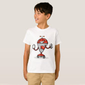Retro Robot Cartoon Fun Red und Silver AI Bot T-Shirt (Vorne ganz)