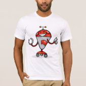 Retro Robot Cartoon Fun Red und Silver AI Bot T-Shirt (Vorderseite)