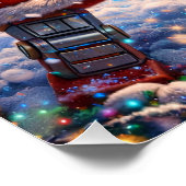 Retro robot Christmas snowball fight greeting Poster (Ecke)