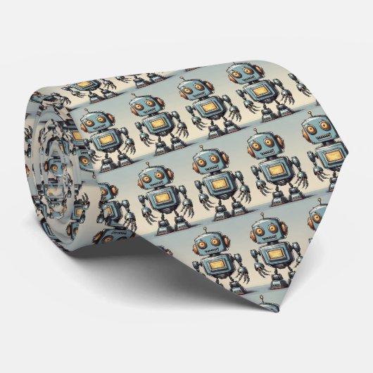 Retro Robot Gray Stealth Neck Tie Krawatte (Gerollt)