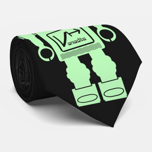 Retro Robot Green Krawatte (Gerollt)