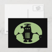Retro Robot - Grüne Spotlight Postkarte (Vorne/Hinten)