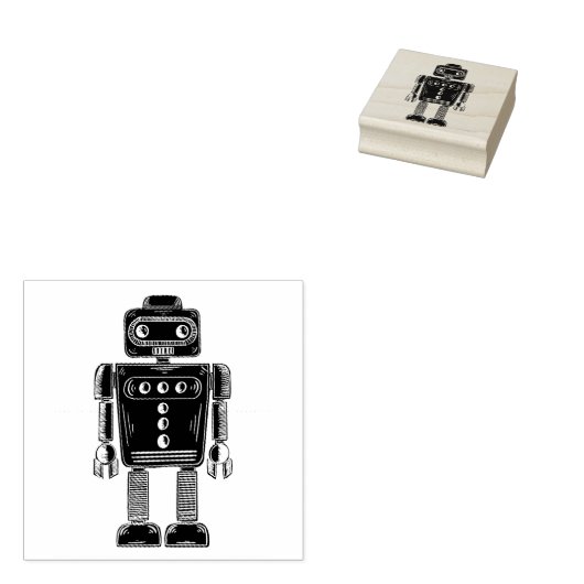 Retro Robot Gummistempel (Stempel)
