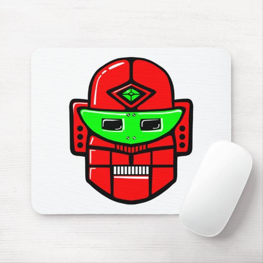Retro Robot Head Mousepad (Mit Mouse)