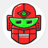 Retro Robot Head Runder Aufkleber (Vorderseite)