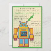 Retro Robot-Kindergeburtstag Einladung -3 (Vorderseite)