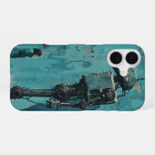 Retro Robot mit Girl iPhone 16 Hülle (Rückseite (Horizontal))