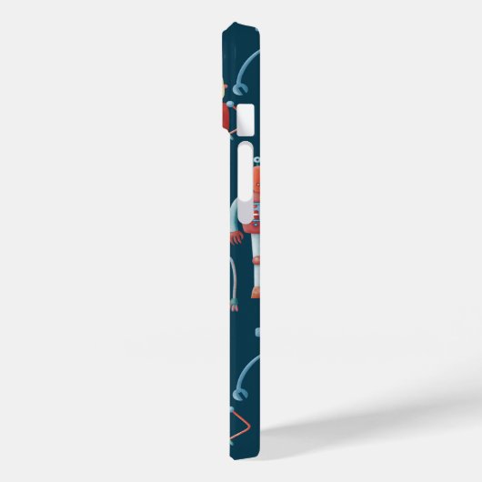 Retro Robot Muster dunkel Case-Mate iPhone Hülle (Rückseite / Links)