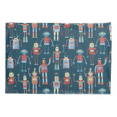 Retro Robot Pattern im Stil der 50er Jahre Kissenbezug (Rückseite-Links)