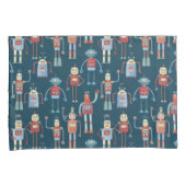 Retro Robot Pattern im Stil der 50er Jahre Kissenbezug (Vorderseite-Rechts)