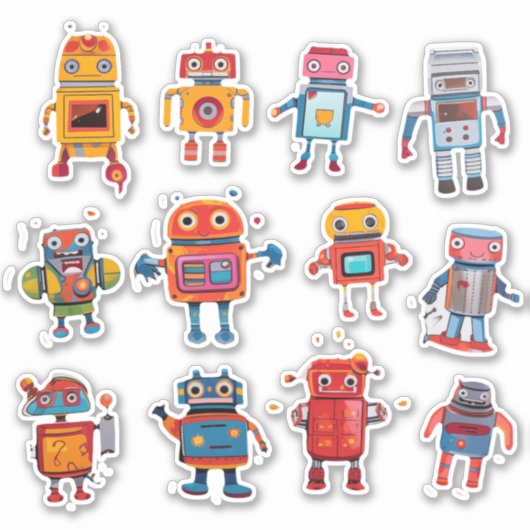 Retro Robot Rendezvous Sticker Collection (Vorderseite)