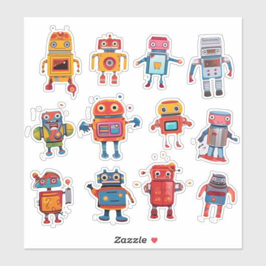 Retro Robot Rendezvous Sticker Collection (Blatt)